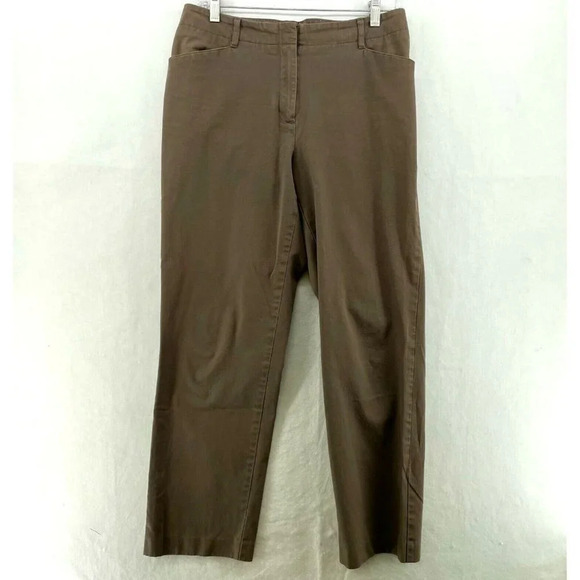 J.Jill Pants Women's Sz 6 Brown Stretch Straight Leg Slash Pockets Relaxed Chino - Picture 1 of 10